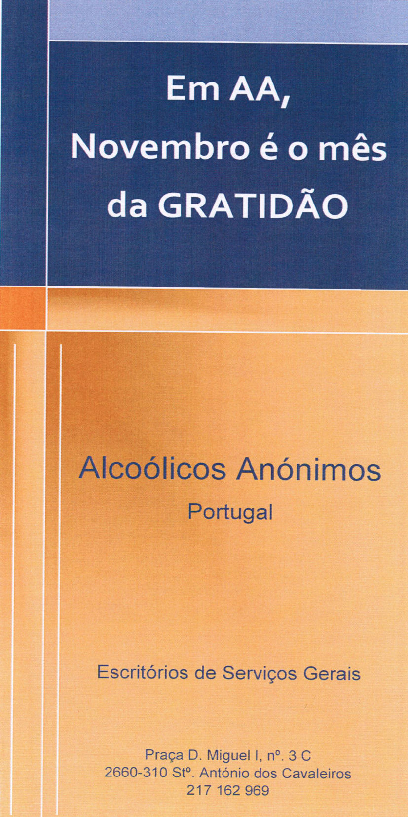 Em AA, Novembro é o mês da Gratidão