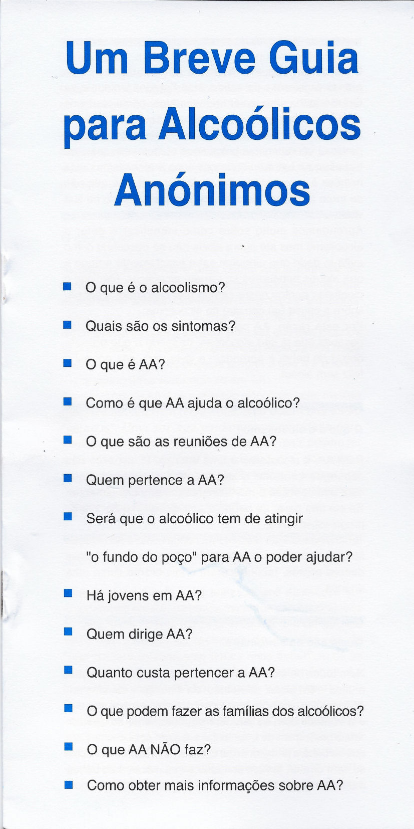 Um Breve Guia para Alcoólicos Anónimos